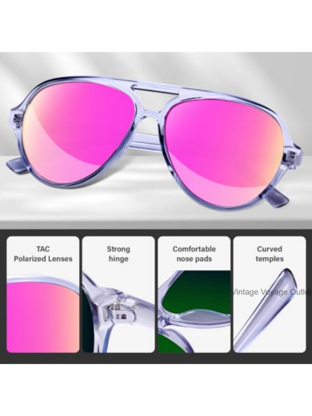 Polarized Aviator Sunglasses for Women Sporty Flexible Tangle-Free Frame - Picture 4 of 6